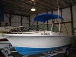 Had to buy a new bimini.  Sunbrella "pacific blue" and 7/8 stainless steel bimini frame.  Got it customed designed from a Canadian company. Thanks to the exchange rate it was dirt cheap compared to the ones sold at "Boat US" or "West Marine.