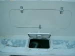 Transom enclosure with hatches installed