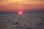 Sunrise at 5:20 AM looking back at Point Judith RI heading out to Misquamicut.