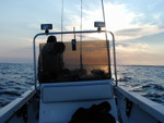 Looking from the bow back at sun set
