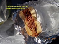 10.18.2017 - My toasted everything bagel with bacon.JPG