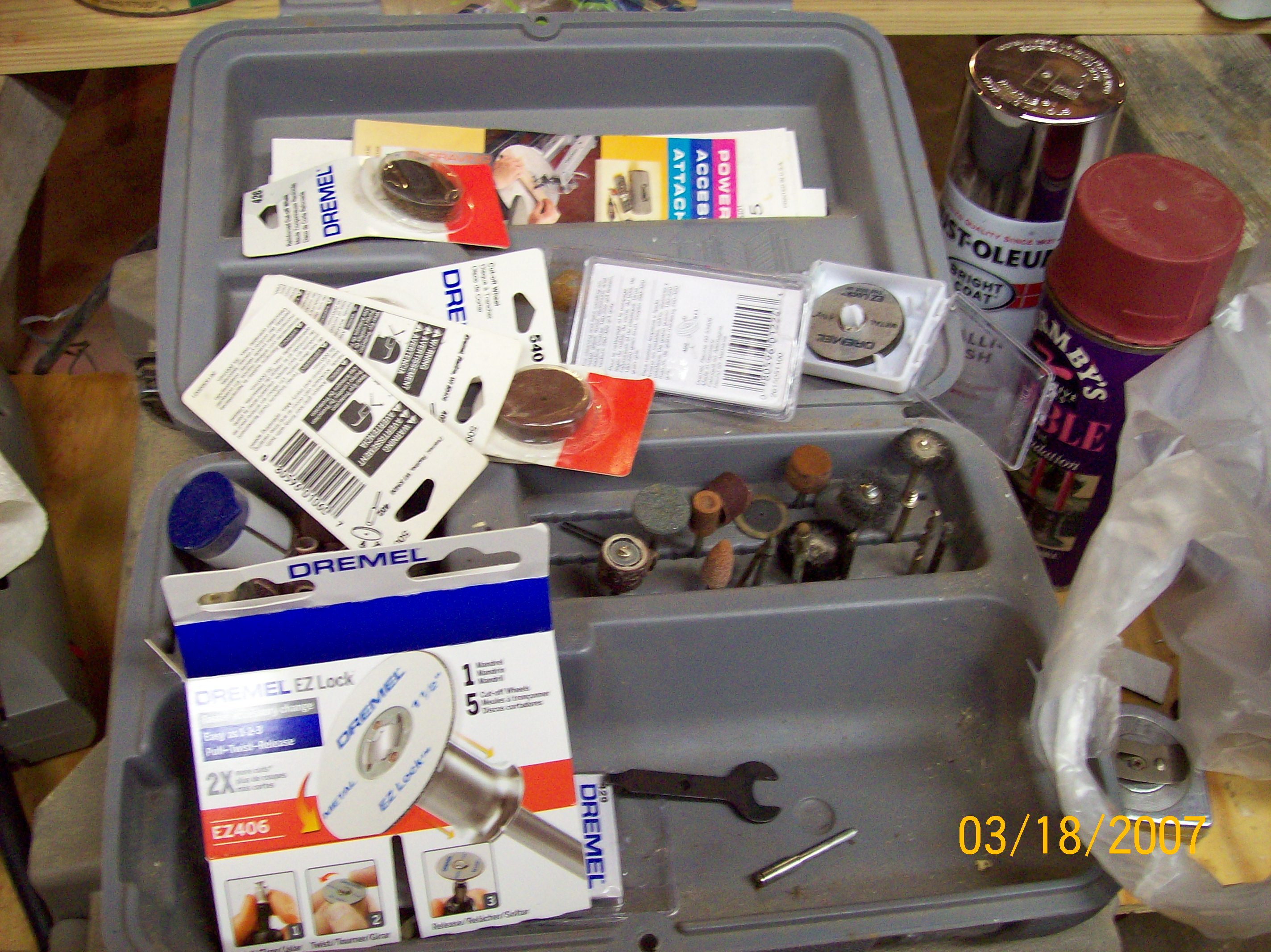 Assorted Dremel attachments. Can't have too many.