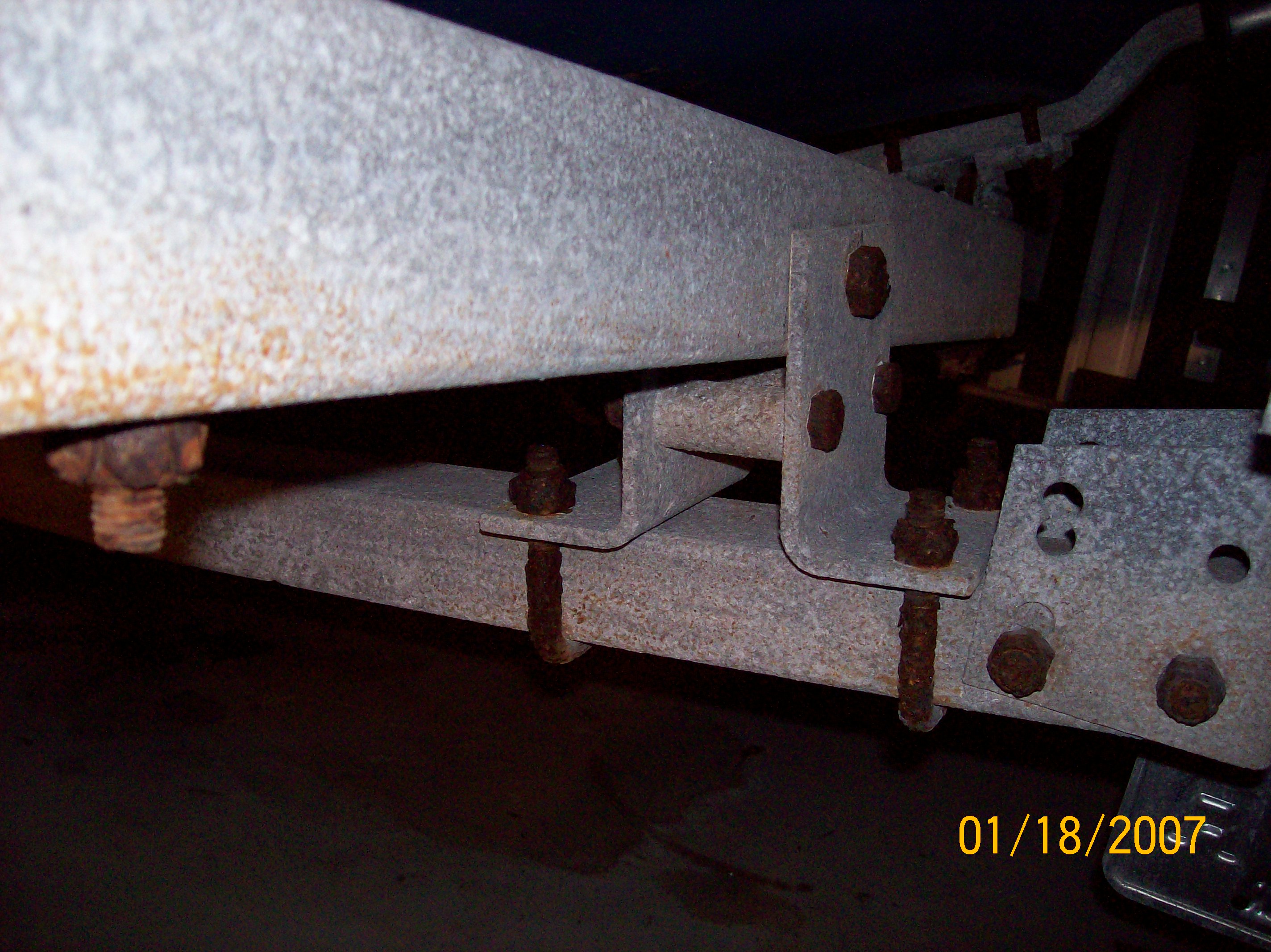 Rear port side roller arm support.