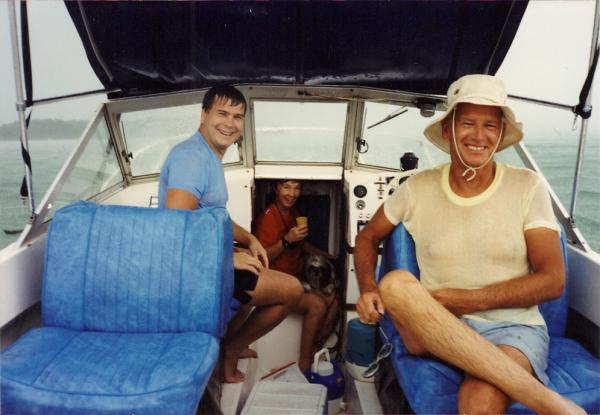 This picture is from the early 90's - waiting out a storm.  Between the seats has a well area and storage under the bow.  New seats were installed in 